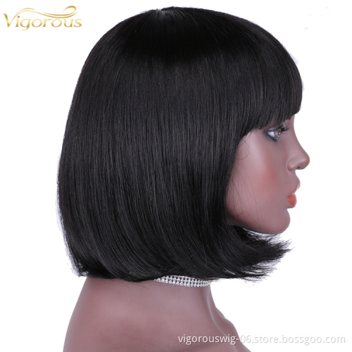 Straight black cheap wholesale short glueless private label inch bob pixie cut brazilian 100% real human hair wig black women